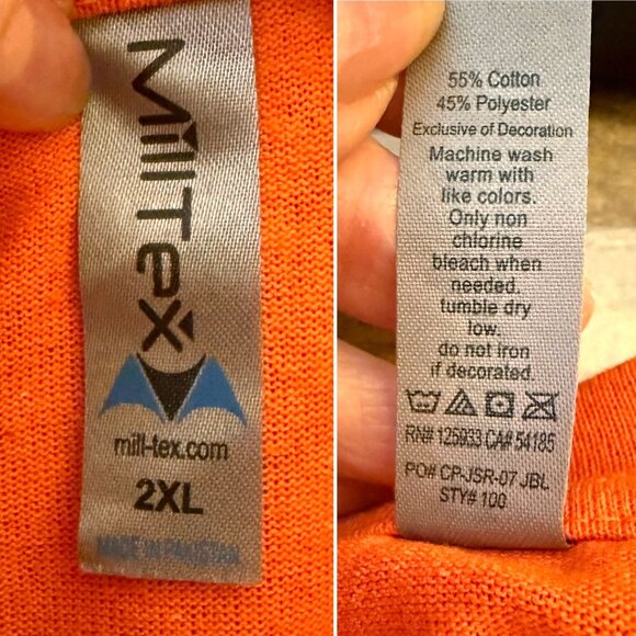 Bad To The Bone T Shirt Size XXL Orange Skeleton Graphic Halloween Adult Tee - Picture 5 of 7